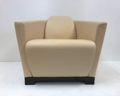 Pair of Modern Italian Leather Lounge Chairs