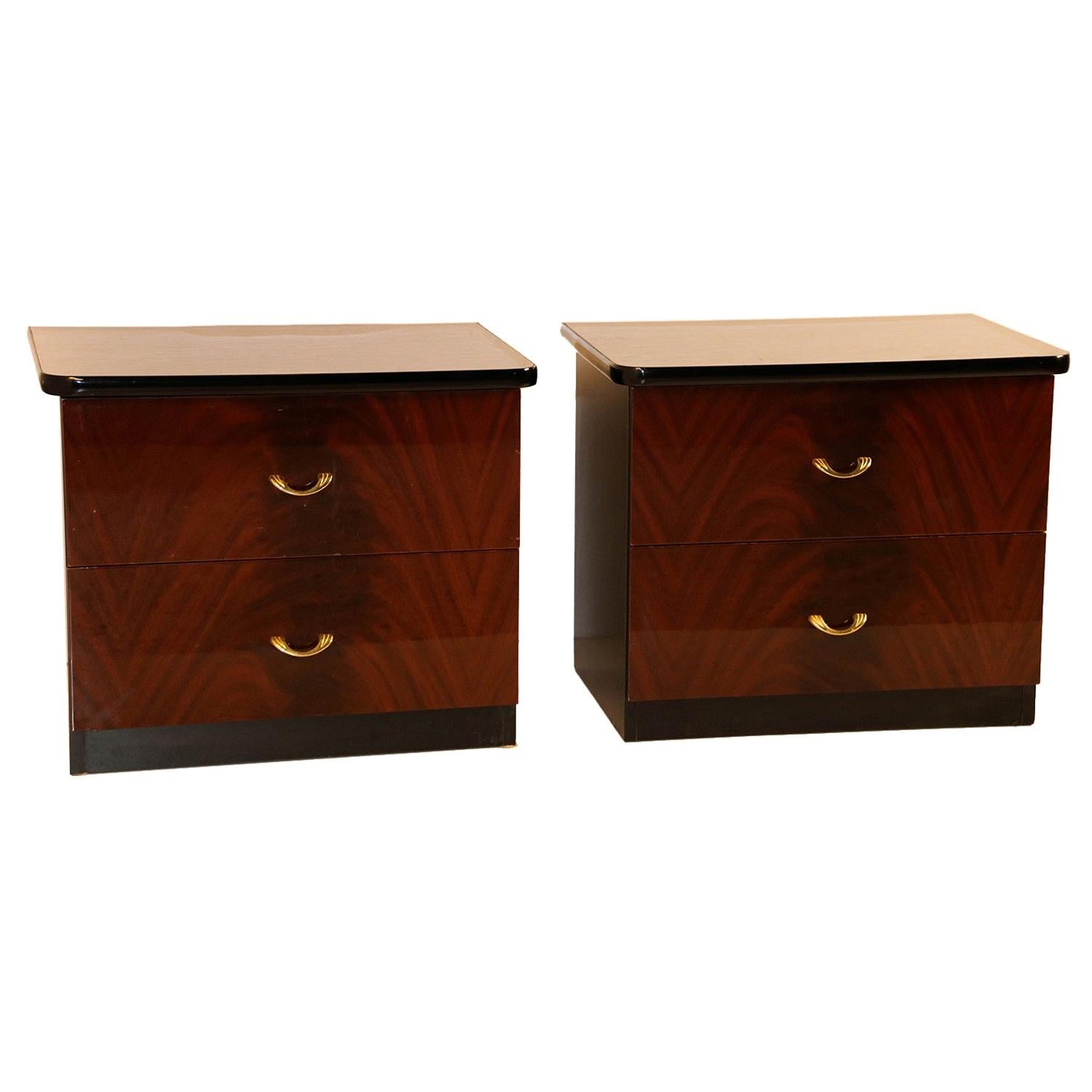 Pair of Modern Italian Mahogany Nightstands Tables