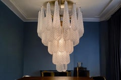 Pair of Modern Italian Murano Chandelier, 52 Glass Petals Drop, 1970s