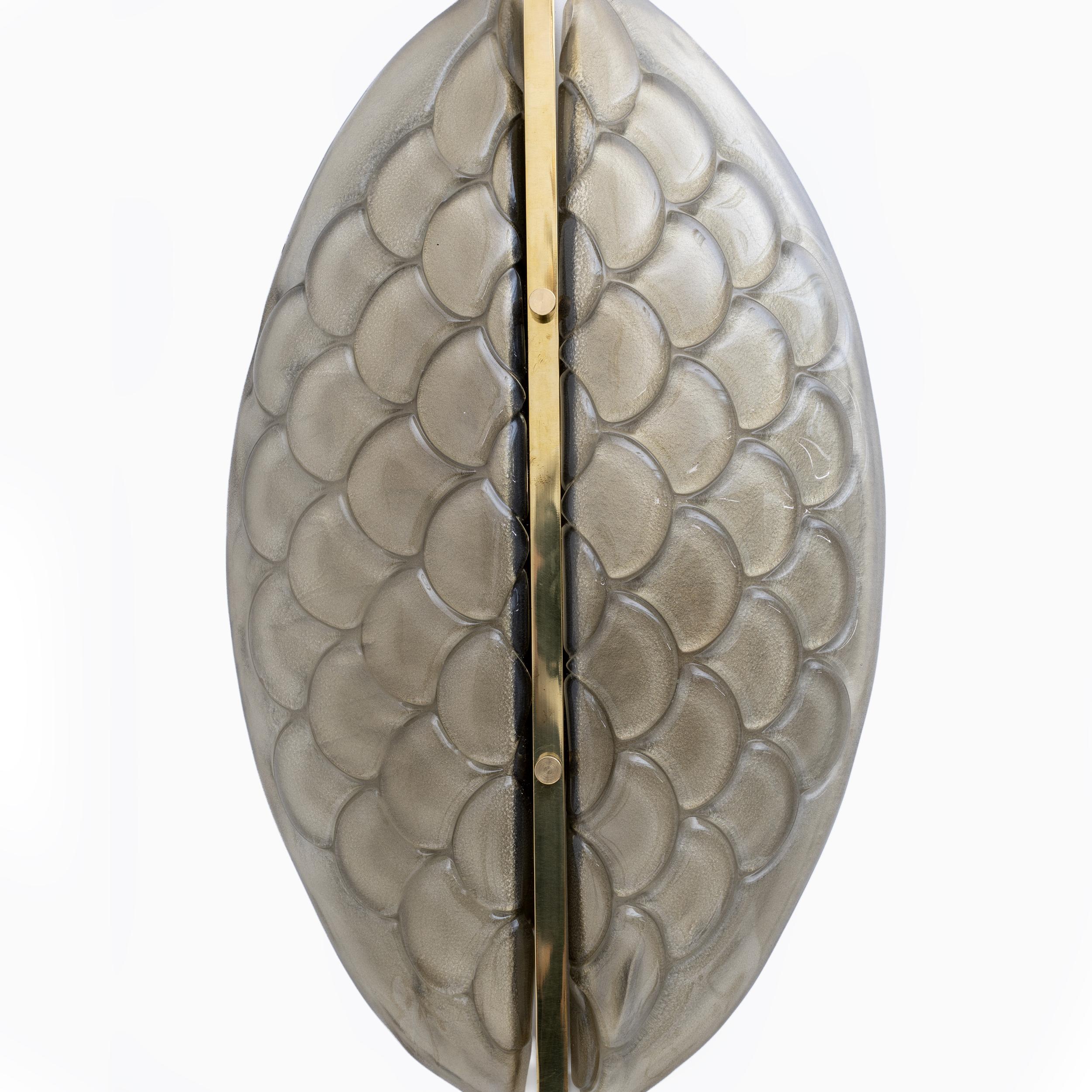 Pair of Modern Italian Murano Glass and Brass Sconces For Sale 2