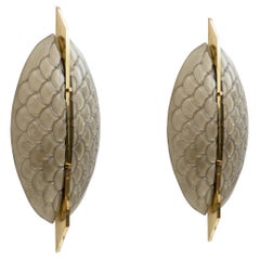 Pair of Modern Italian Murano Glass and Brass Sconces