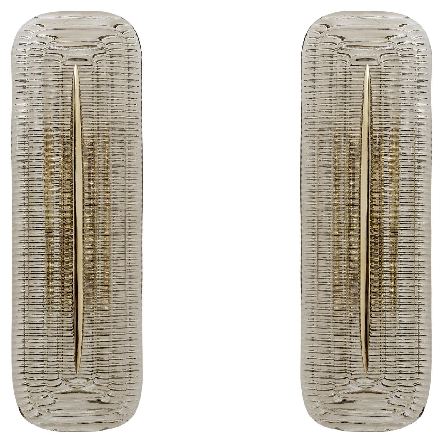 Pair of Modern Italian Murano Glass and Brass Sconces