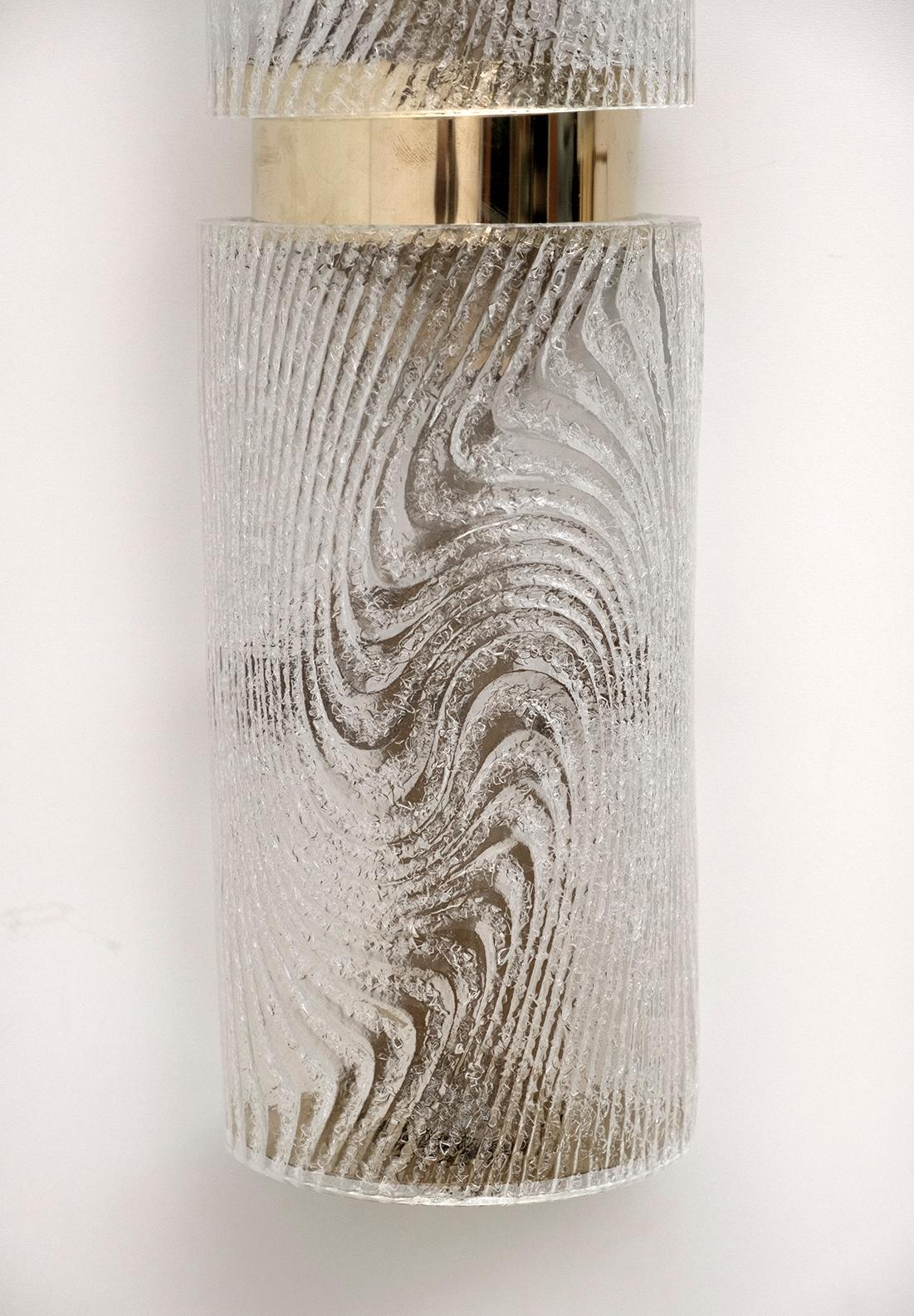 Pair of Modern Italian Murano Glass and Brass Wall Sconces 