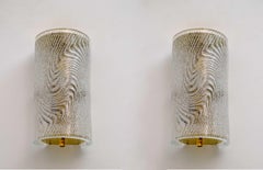 Paire d'appliques murales italiennes modernes en verre de Murano et laiton « Corteccia », années 80