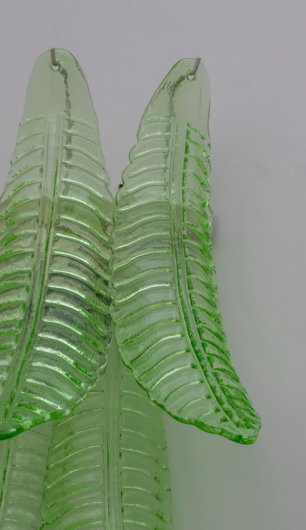 Pair of Modern Italian Murano Glass Palm Leaf Sconces, 1970s 1