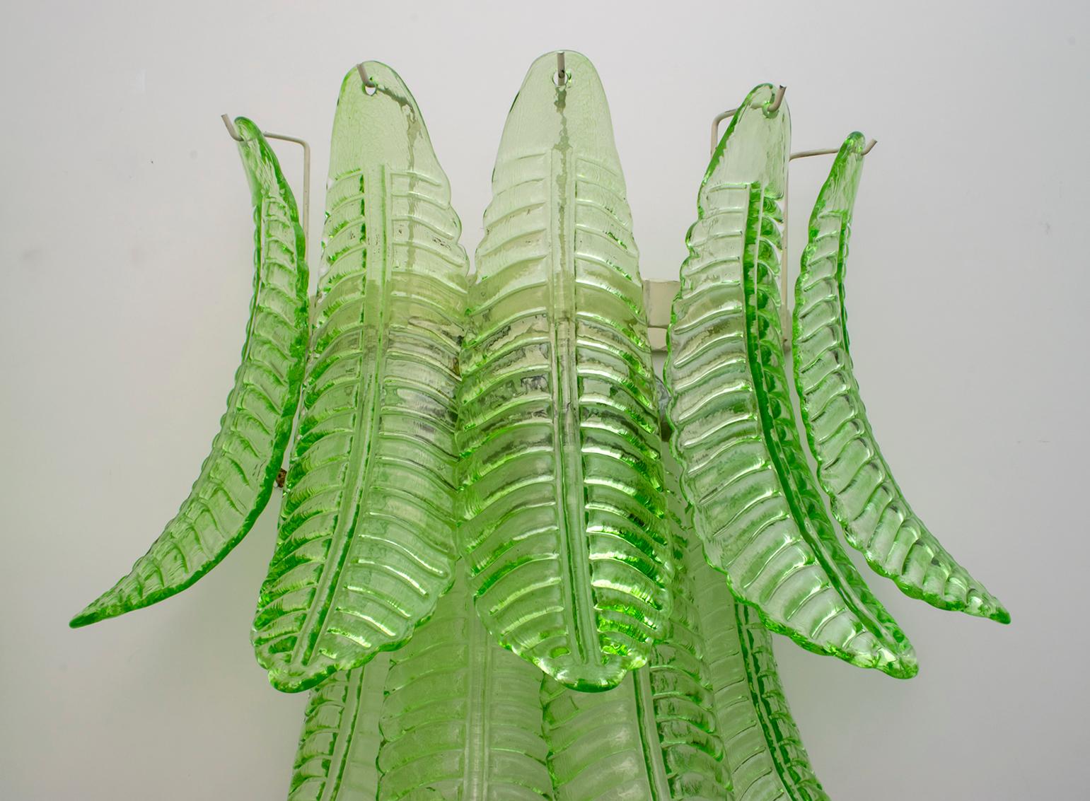Pair of Modern Italian Murano Glass Palm Leaf Sconces, 1970s 3