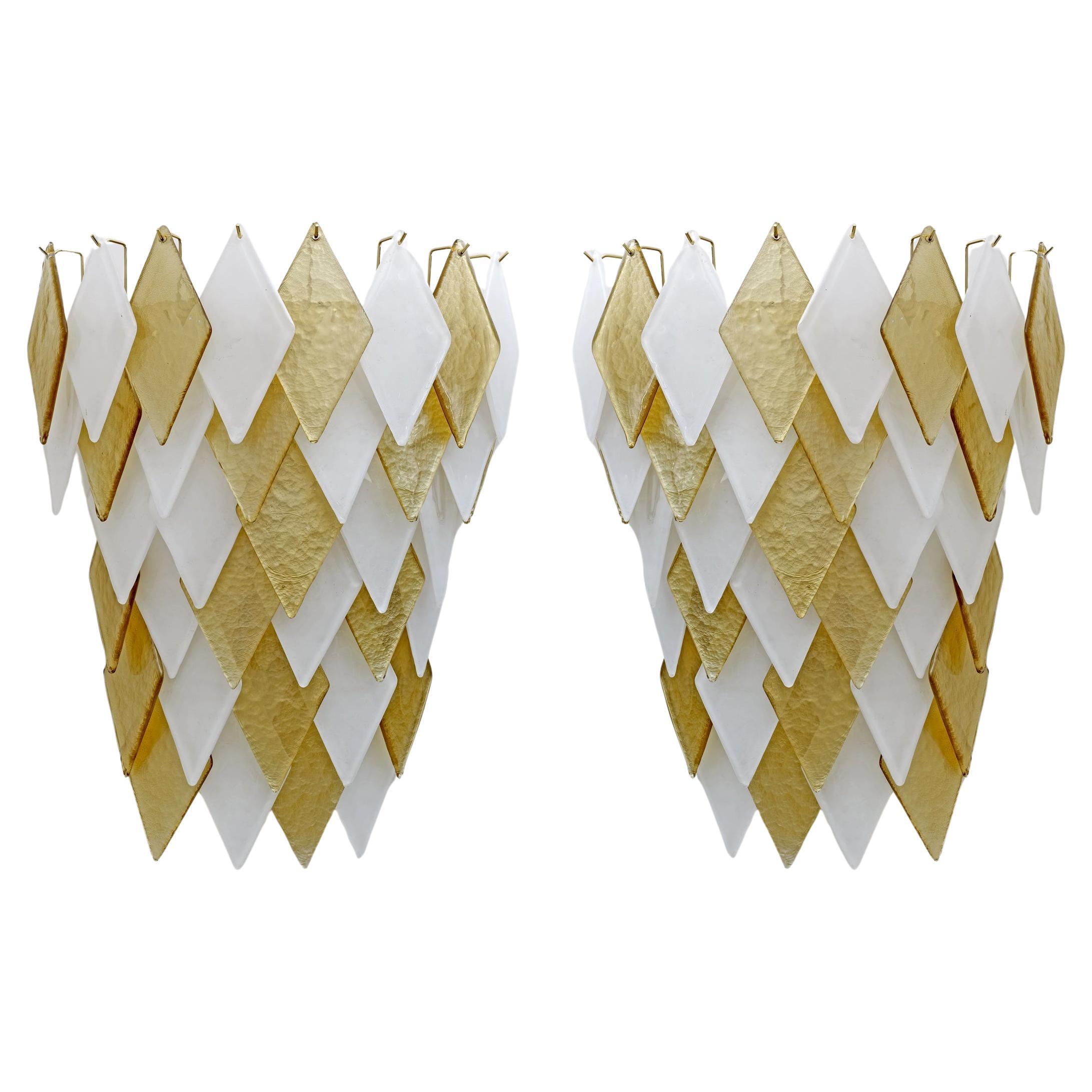 Ein Paar moderne italienische Murano-Glas-Leuchter