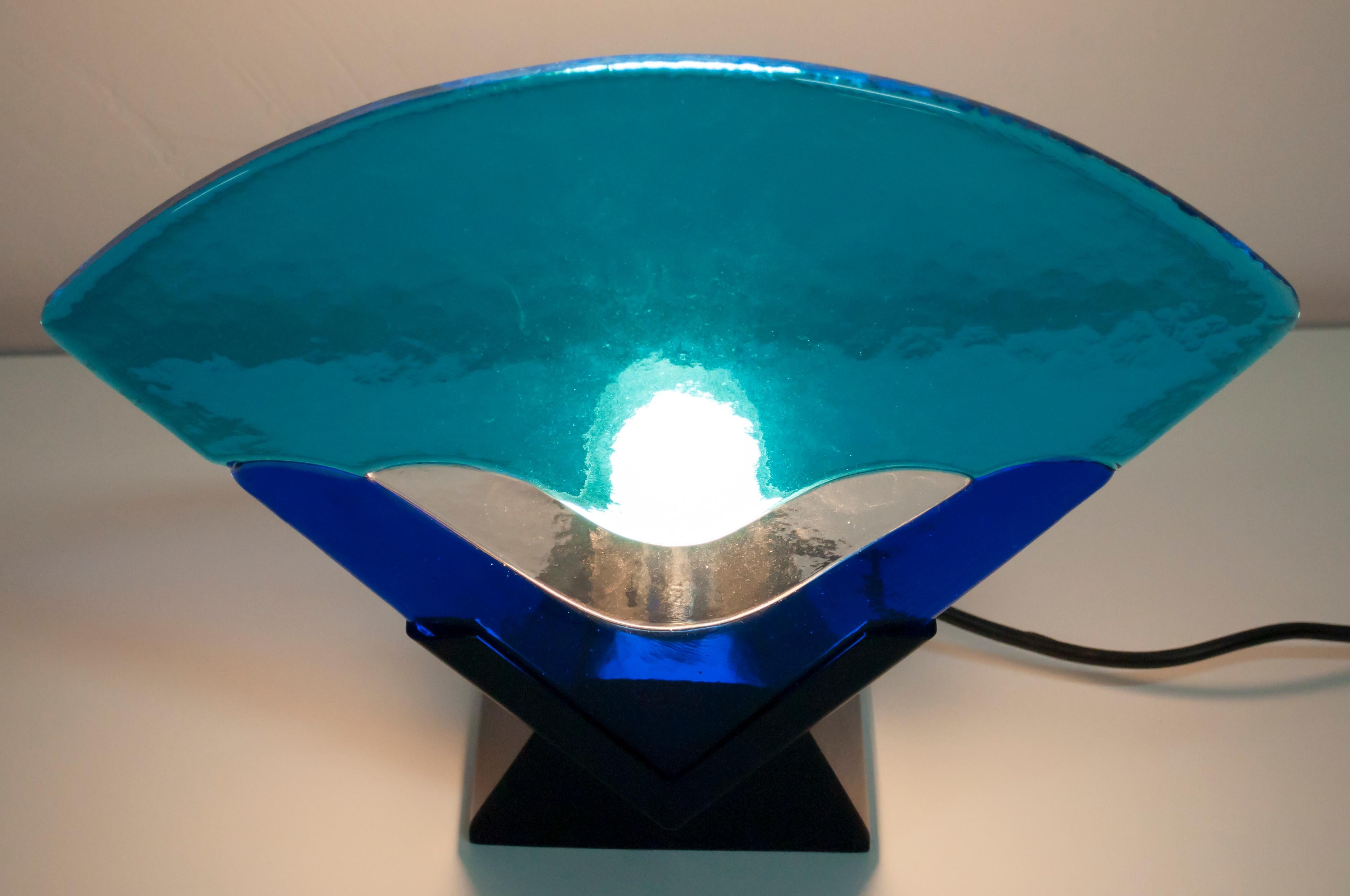 Pair of Modern Italian Murano Glass Table Lamps, 1980 In Good Condition For Sale In Puglia, Puglia