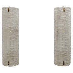 Pair of Modern Italian Murano Glass Textured Wall Sconces, 80s