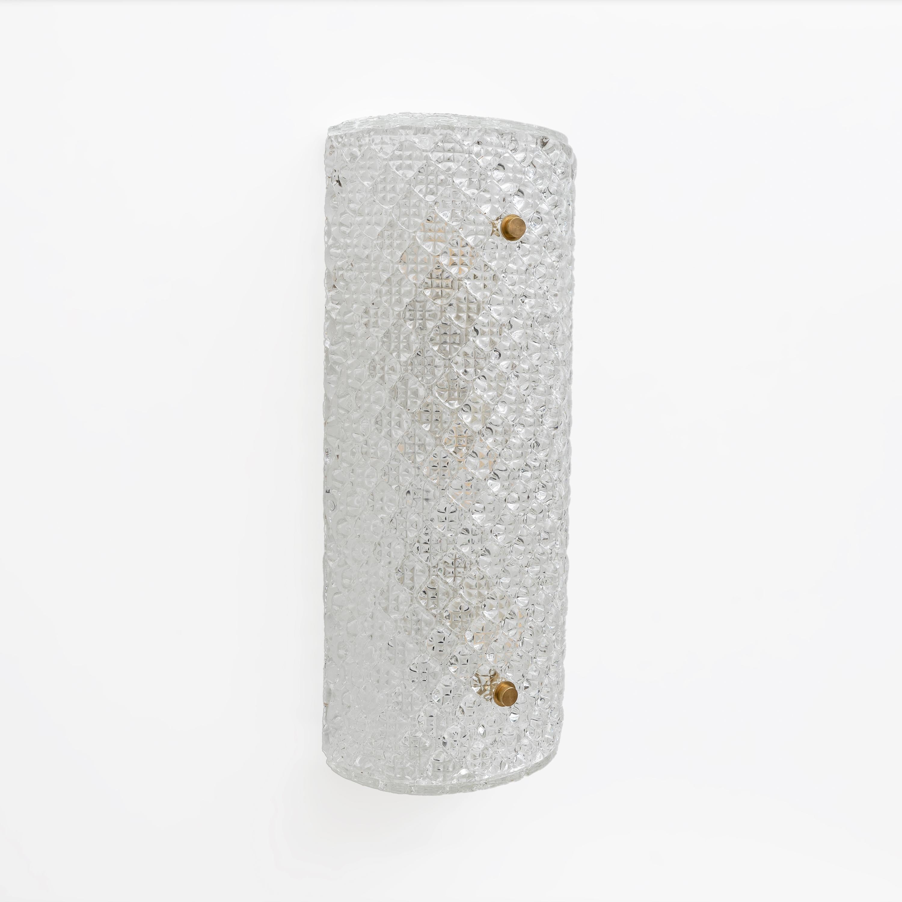Metal Pair of Modern Italian Murano Glass Textured Wall Sconces For Sale