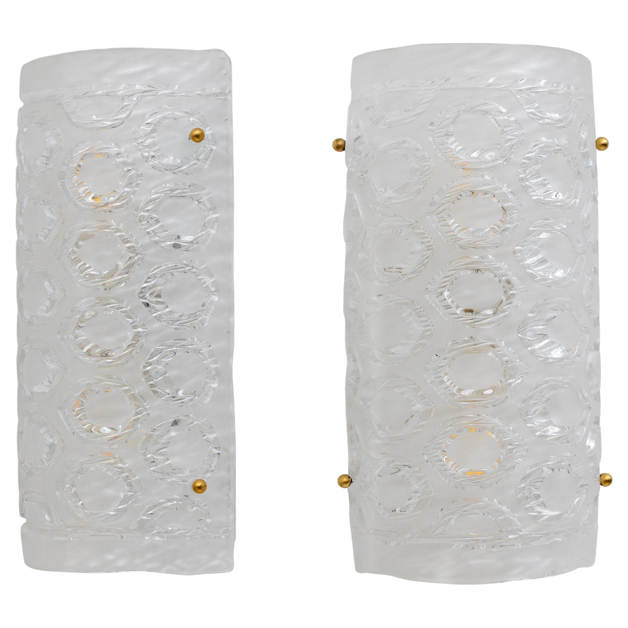 Pair of Modern Italian Murano Glass Textured Wall Sconces