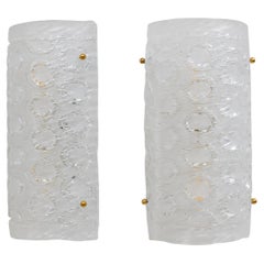Pair of Modern Italian Murano Glass Textured Wall Sconces