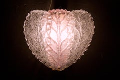 Paire d'appliques murales modernes italiennes en verre de Murano rose et transparent:: 1970