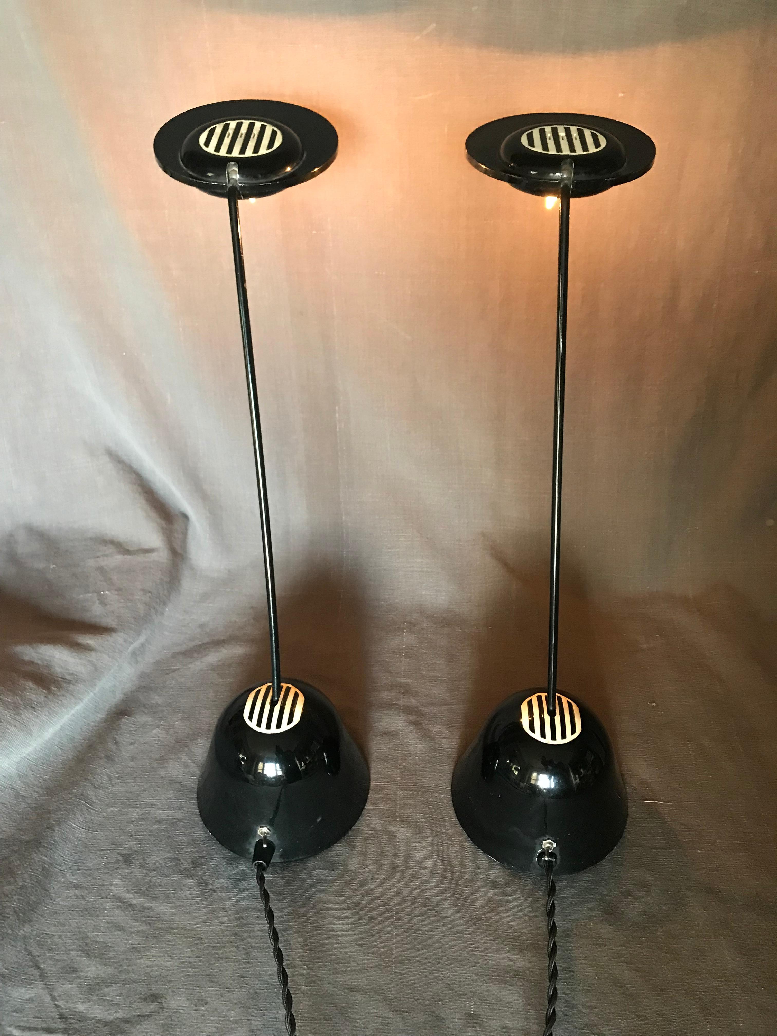 Plastic Pair of Modern Black and White Italian  Lamps