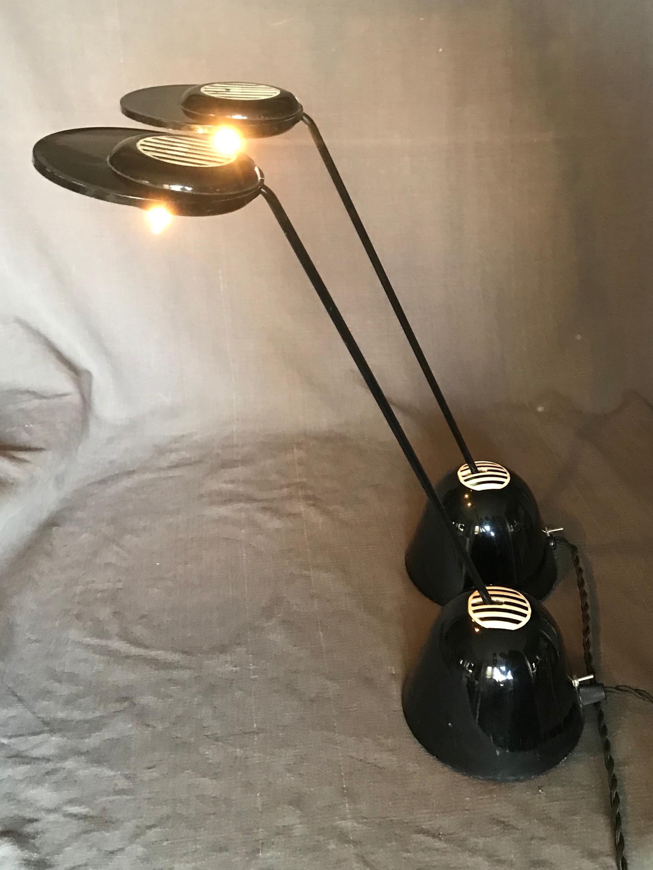 Pair of Modern Black and White Italian  Lamps 1