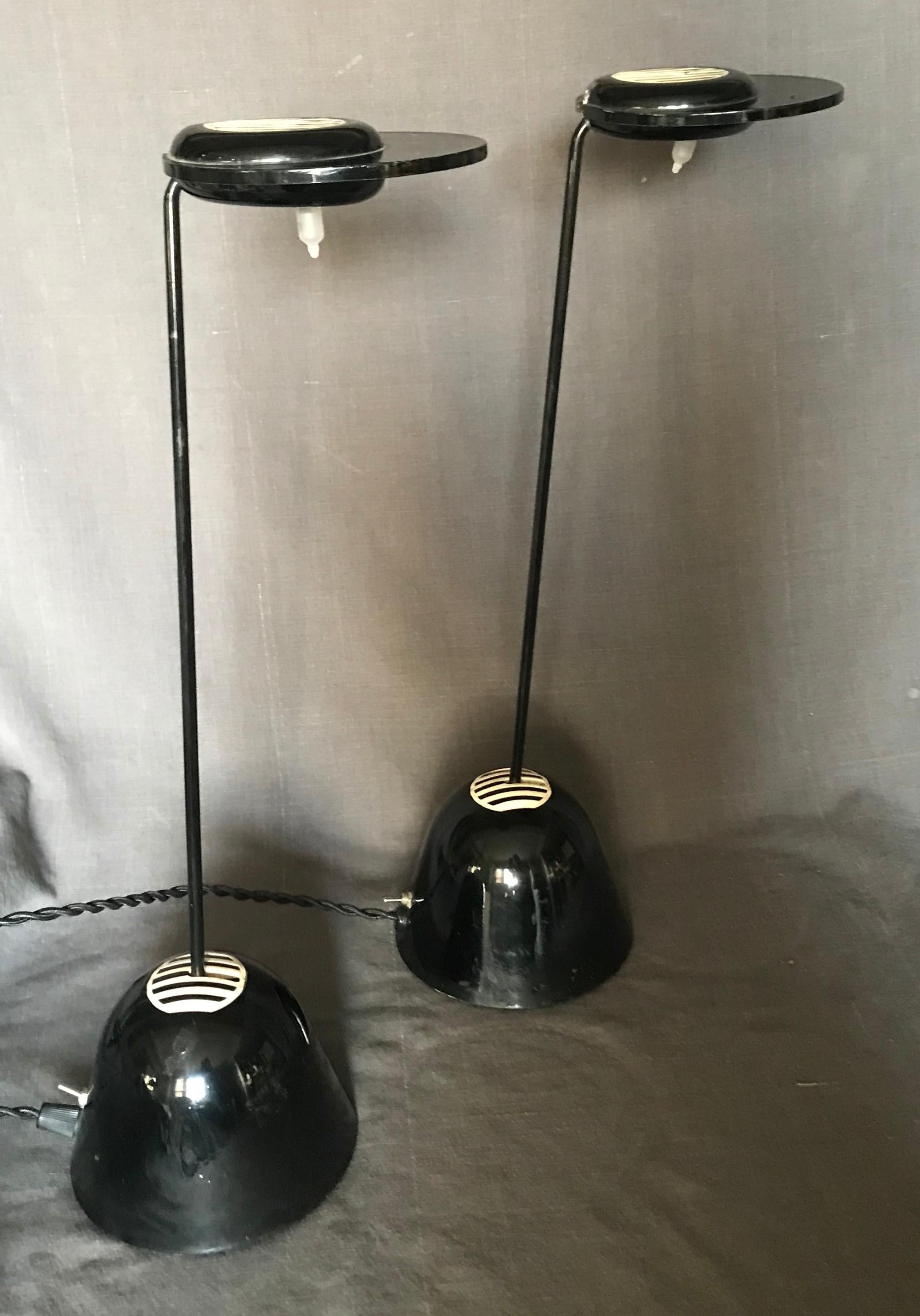 Pair of Modern Black and White Italian  Lamps 2