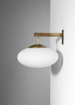 Modern Italian Sconce "Volo" Opalin Brass Design