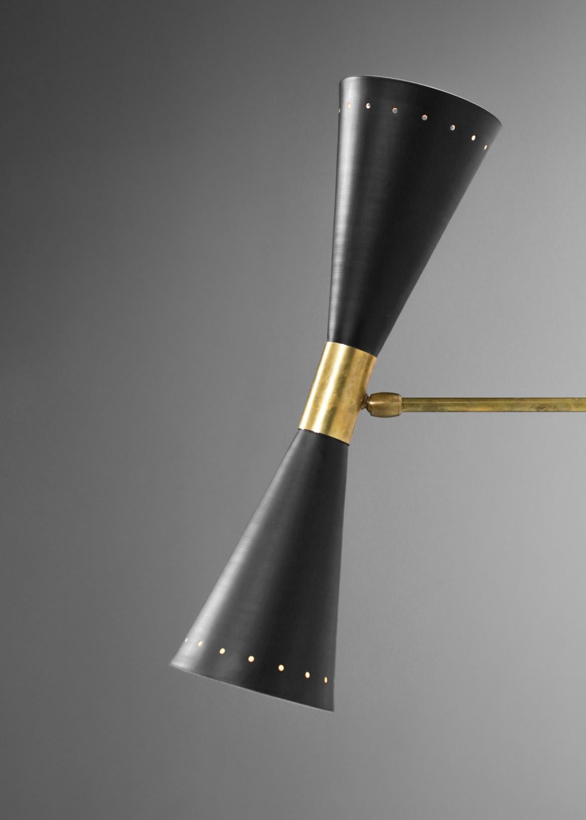 Mid-Century Modern Modern Italian Sconce Large Black Diabolos Tuba in Style Stilnovo ML136 For Sale