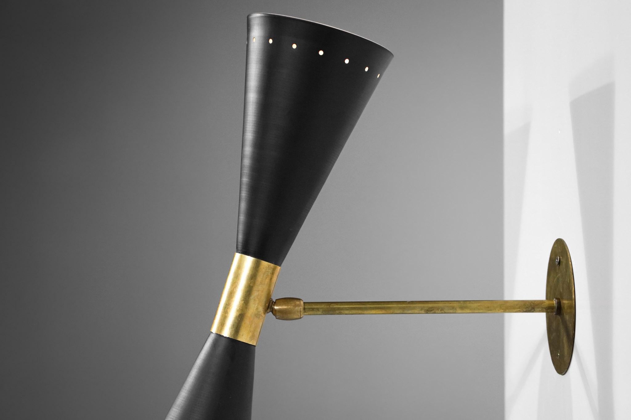 Lacquered Modern Italian Sconce Large Black Diabolos Tuba in Style Stilnovo ML136 For Sale