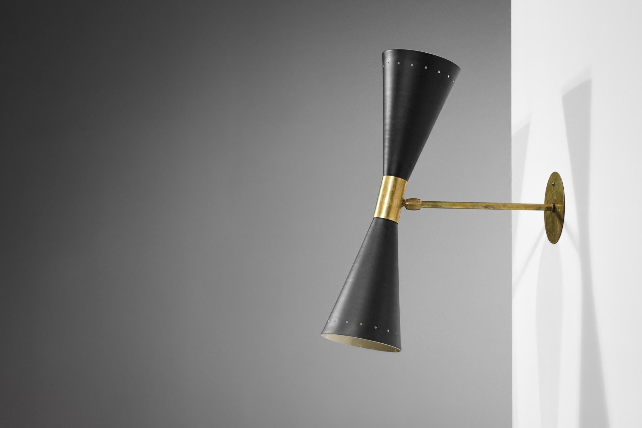 Modern Italian Sconce Large Black Diabolos Tuba in Style Stilnovo ML136 For Sale 2