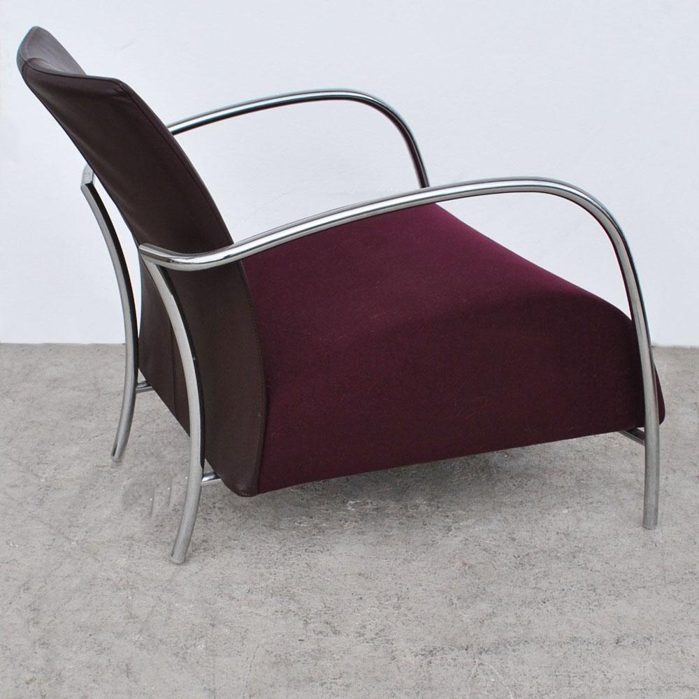 Pair of Modern Italian Style Tubular Chrome Lounge Chairs 2