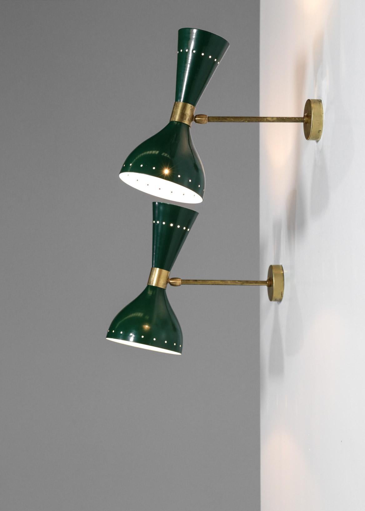 Pair of Modern Italian Wall Lights 'Diabolo' Green ML103 In Excellent Condition For Sale In Lyon, FR