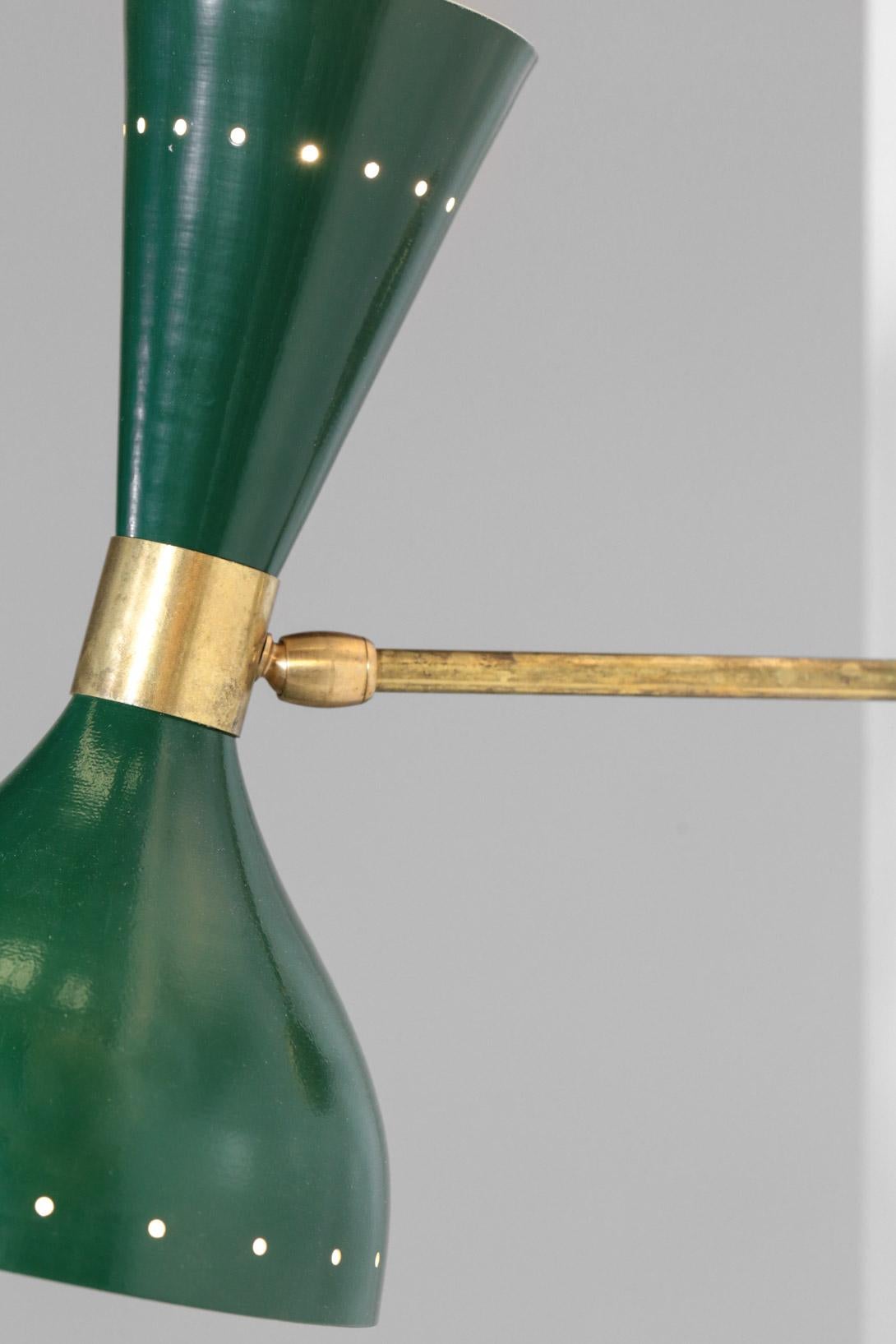Brass Pair of Modern Italian Wall Lights 'Diabolo' Green ML103 For Sale