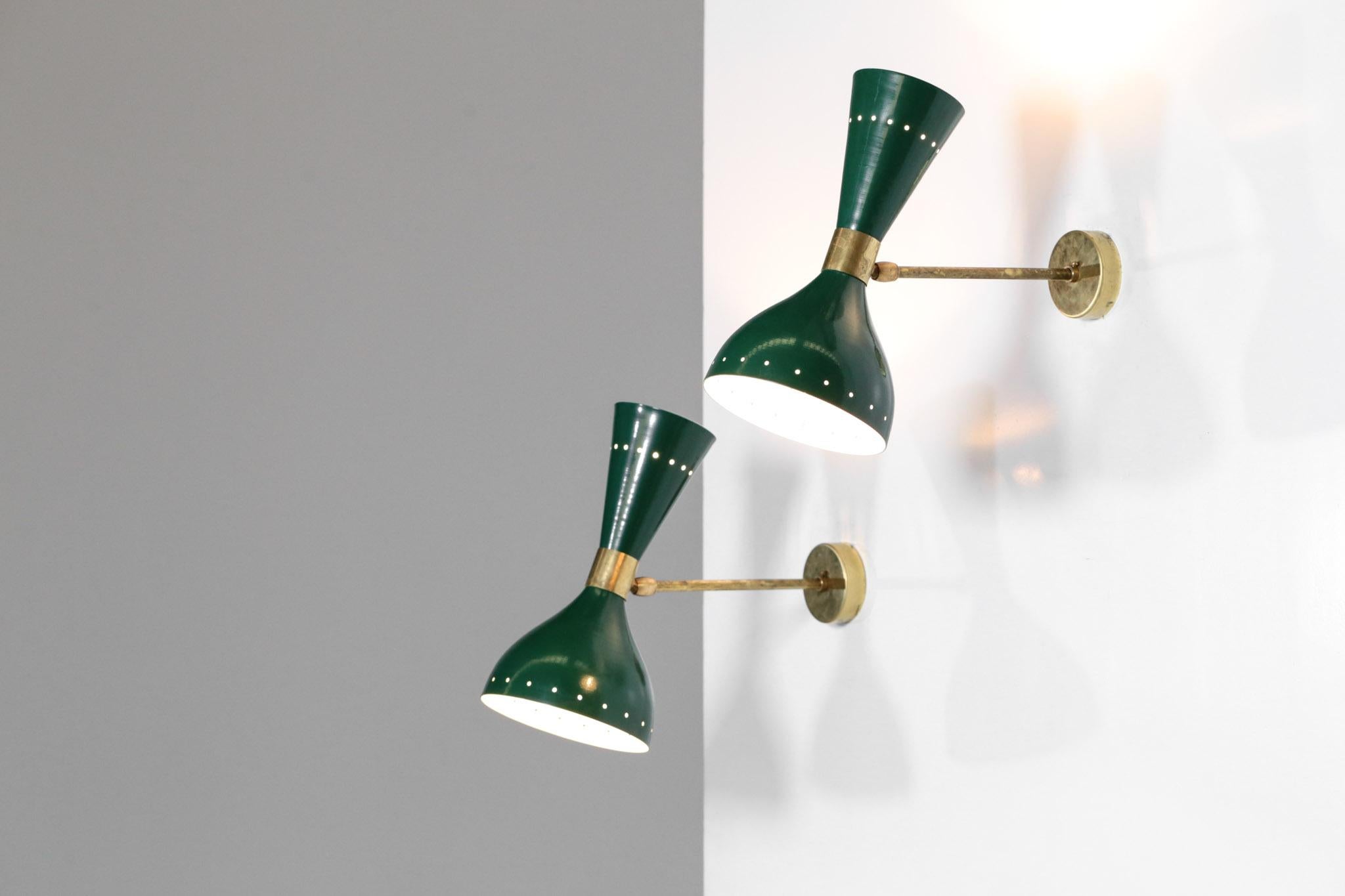 Pair of Modern Italian Wall Lights 'Diabolo' Green ML103 For Sale 1