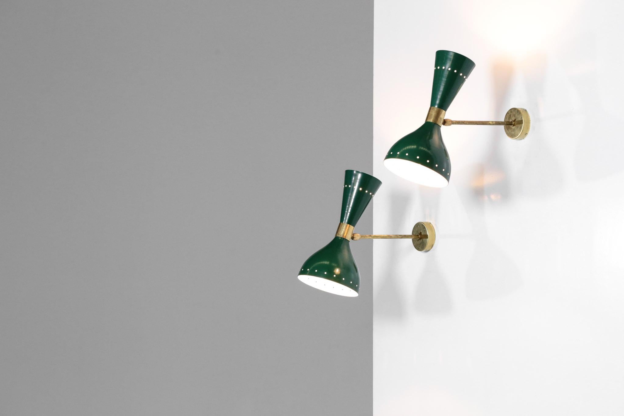 Pair of Modern Italian Wall Lights 'Diabolo' Green ML103 For Sale 2
