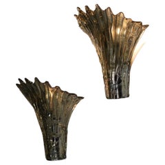 Pair of Modern Italian Wall Lights in Murano Glass Style Barovier and Toso