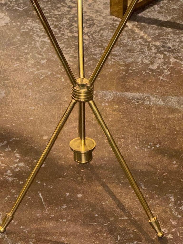 Pair of Modern Jansen Style Polished Brass and Glass Drink Tables In Good Condition In Dallas, TX