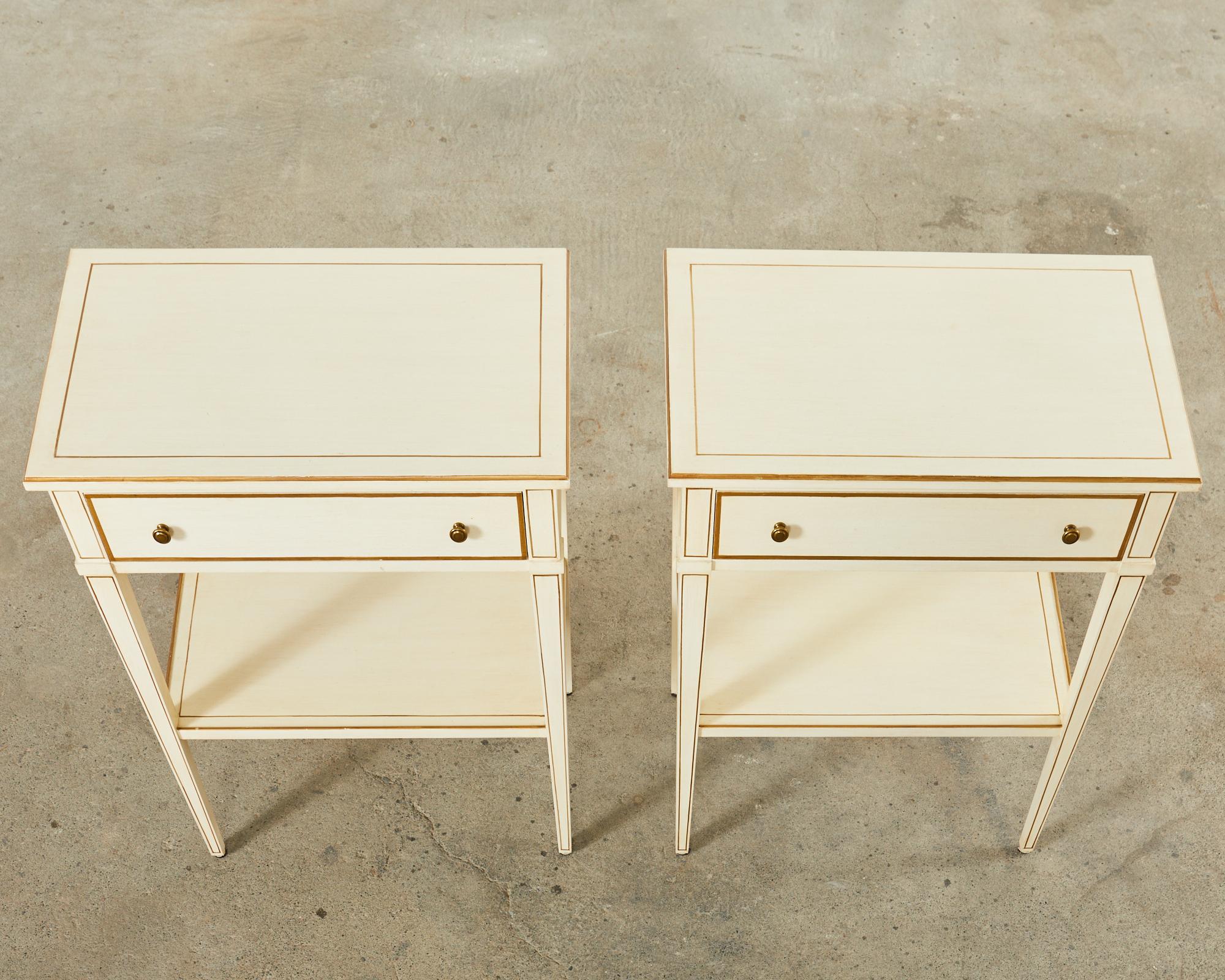 Pair of Modern Julia Gray New York Painted Nightstands In Good Condition In Rio Vista, CA