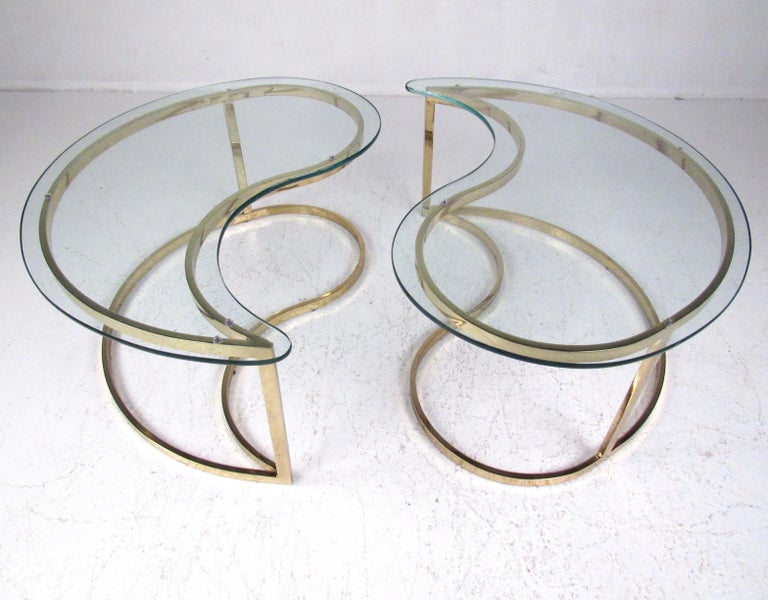 Pair of Modern Kidney Shaped End Tables For Sale at 1stDibs