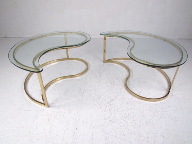 Pair of Modern Kidney Shaped End Tables For Sale at 1stDibs