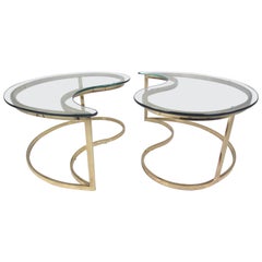 Pair of Modern Kidney Shaped End Tables