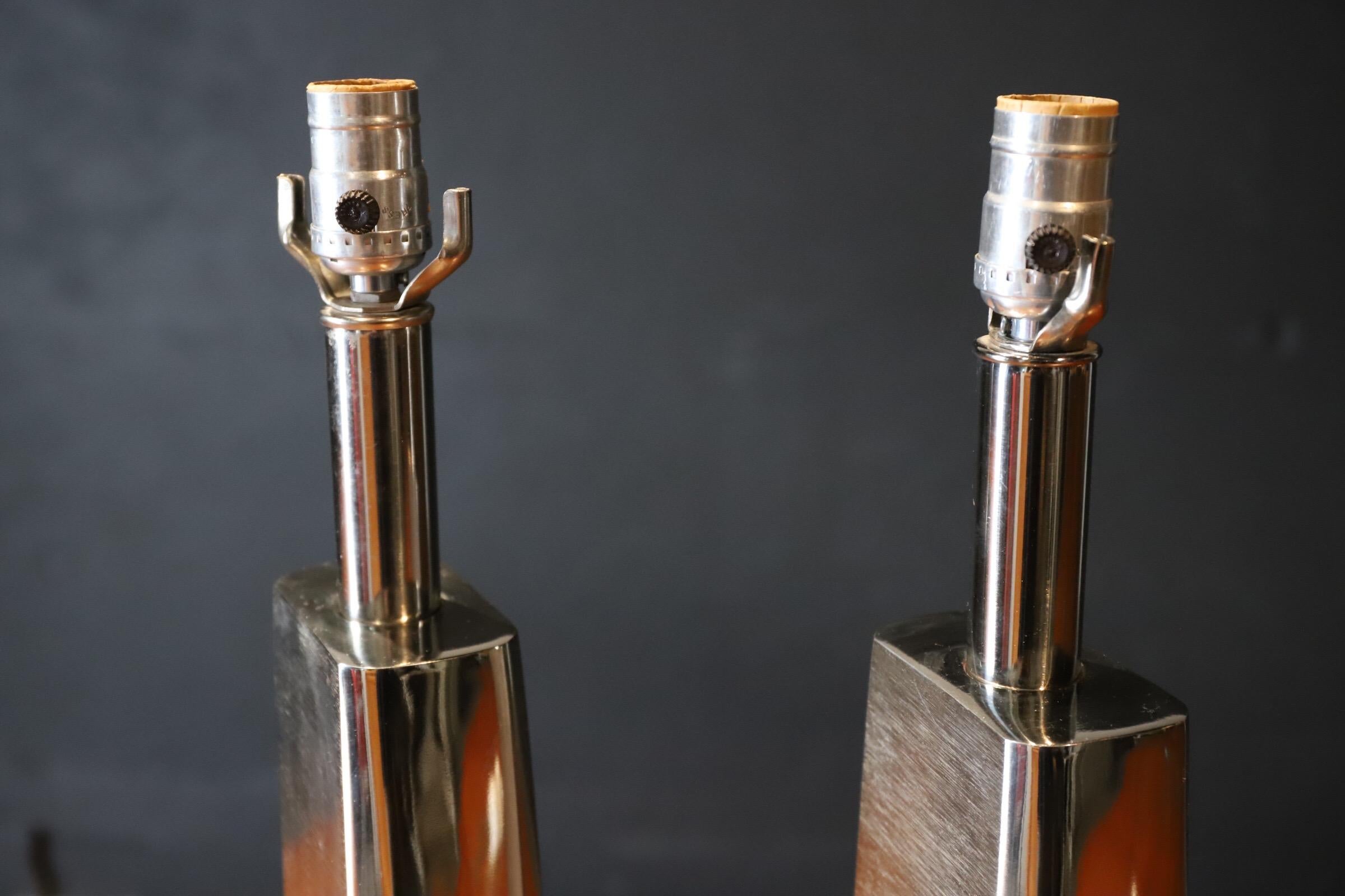 Aluminum Pair of Modern Lamps by Laurel Lamp Co