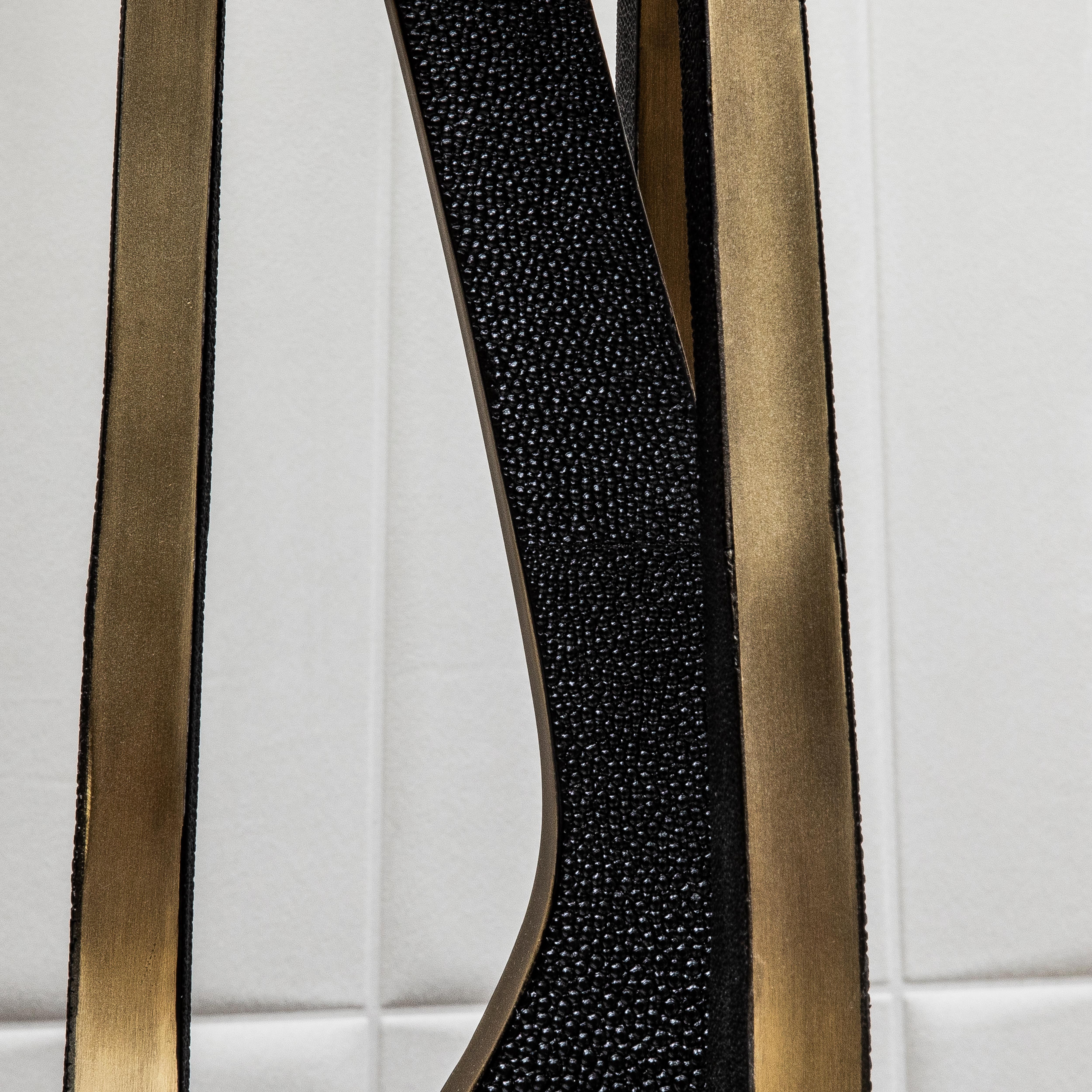 Pair of Modern Lamps in Black Shagreen with Bronze Patina Brass by R&Y Augousti For Sale 5
