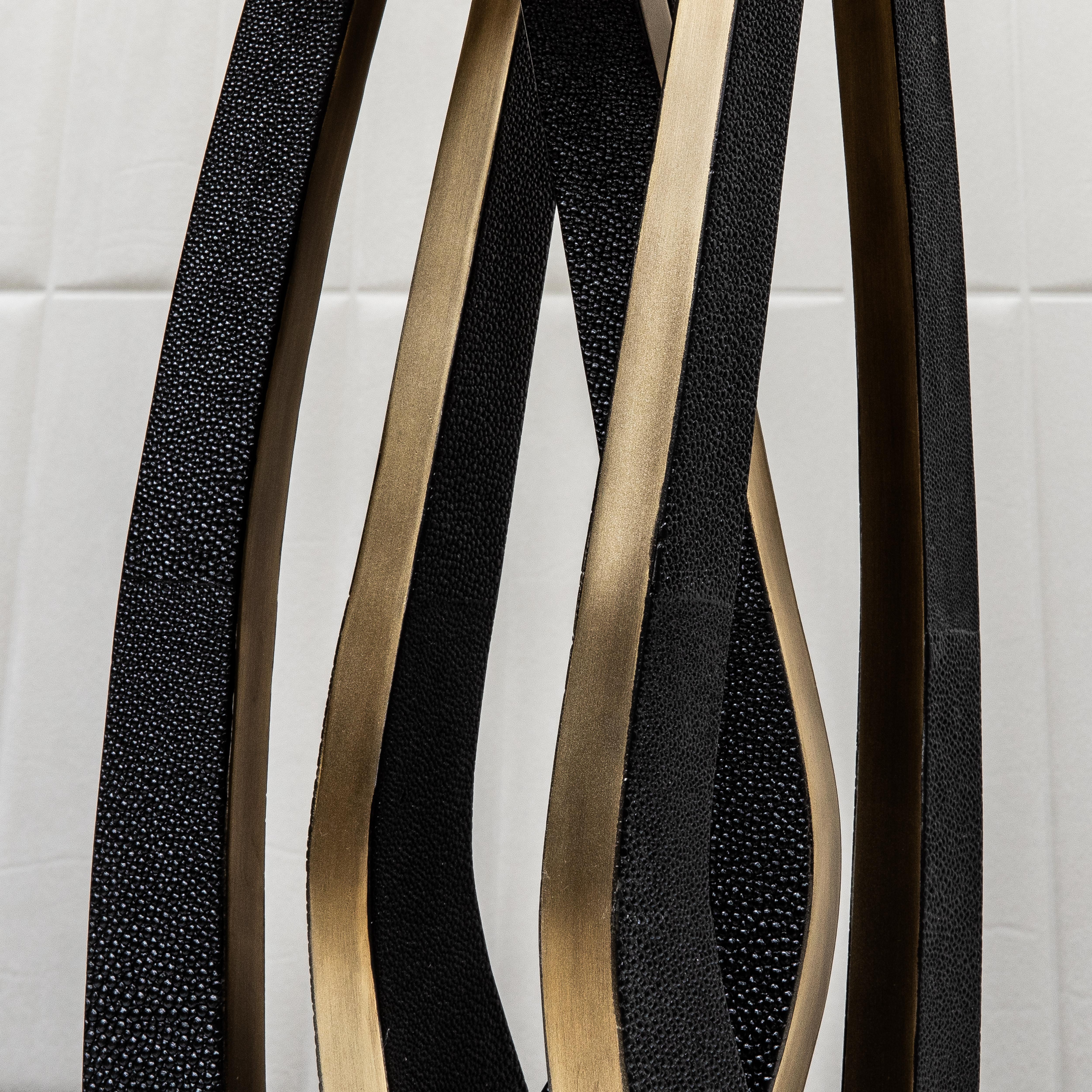 Pair of Modern Lamps in Black Shagreen with Bronze Patina Brass by R&Y Augousti For Sale 6