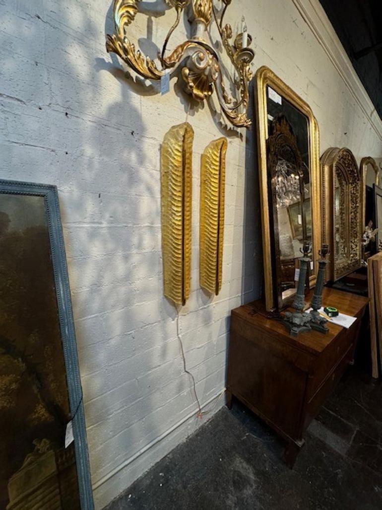 Contemporary Pair of Modern Large Scale Leaf Form Murano Glass Sconces For Sale