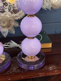 Pair of Modern Lavender Murano Glass Lamps