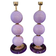 Pair of Modern Lavender Murano Glass Lamps
