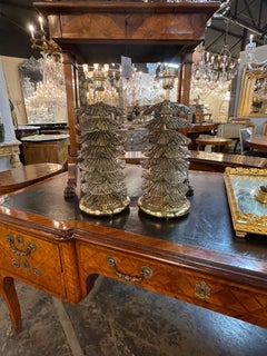 Pair of Modern Layered Murano Glass and Brass Lamps