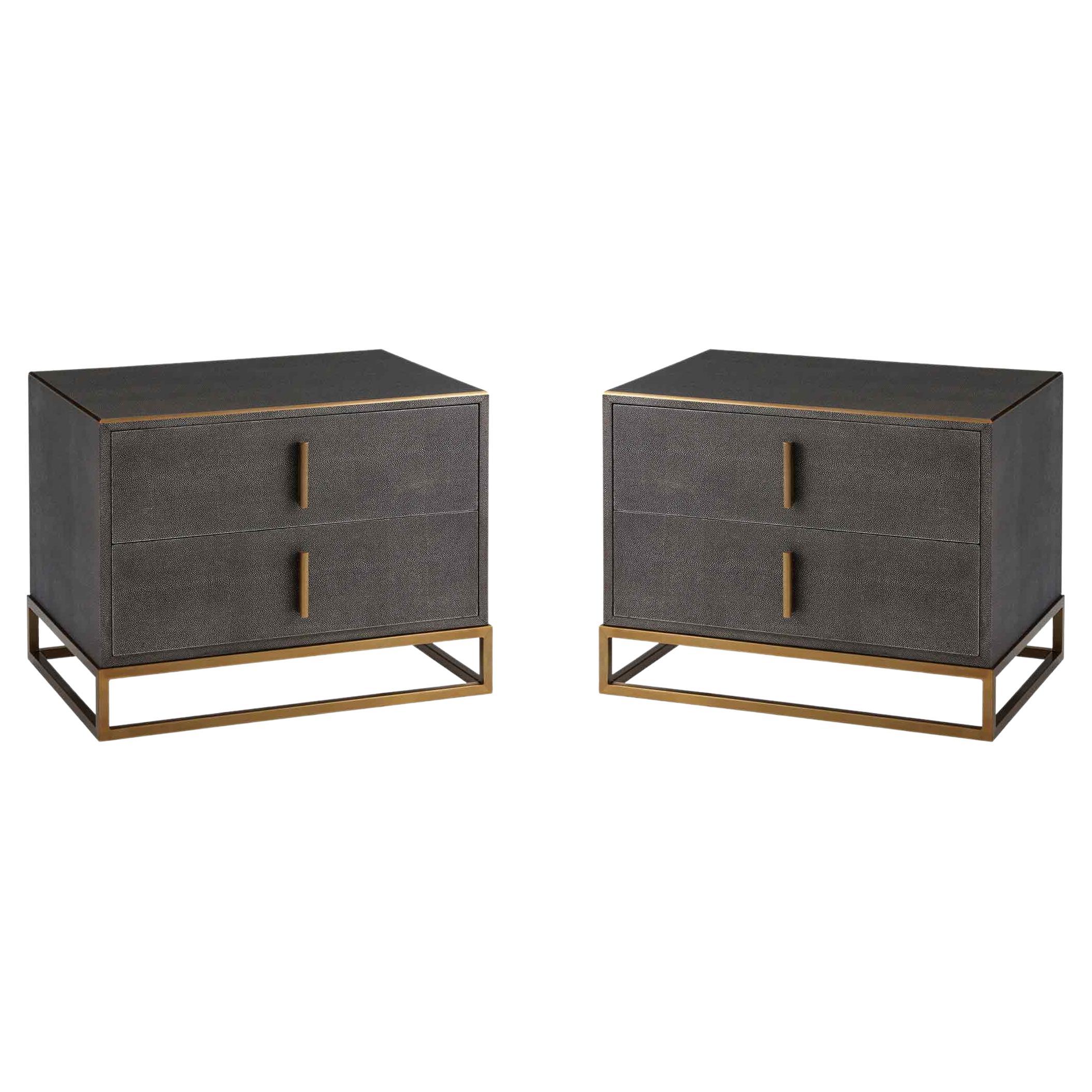 Pair of Modern Leather Nightstands