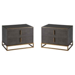 Pair of Modern Leather Nightstands