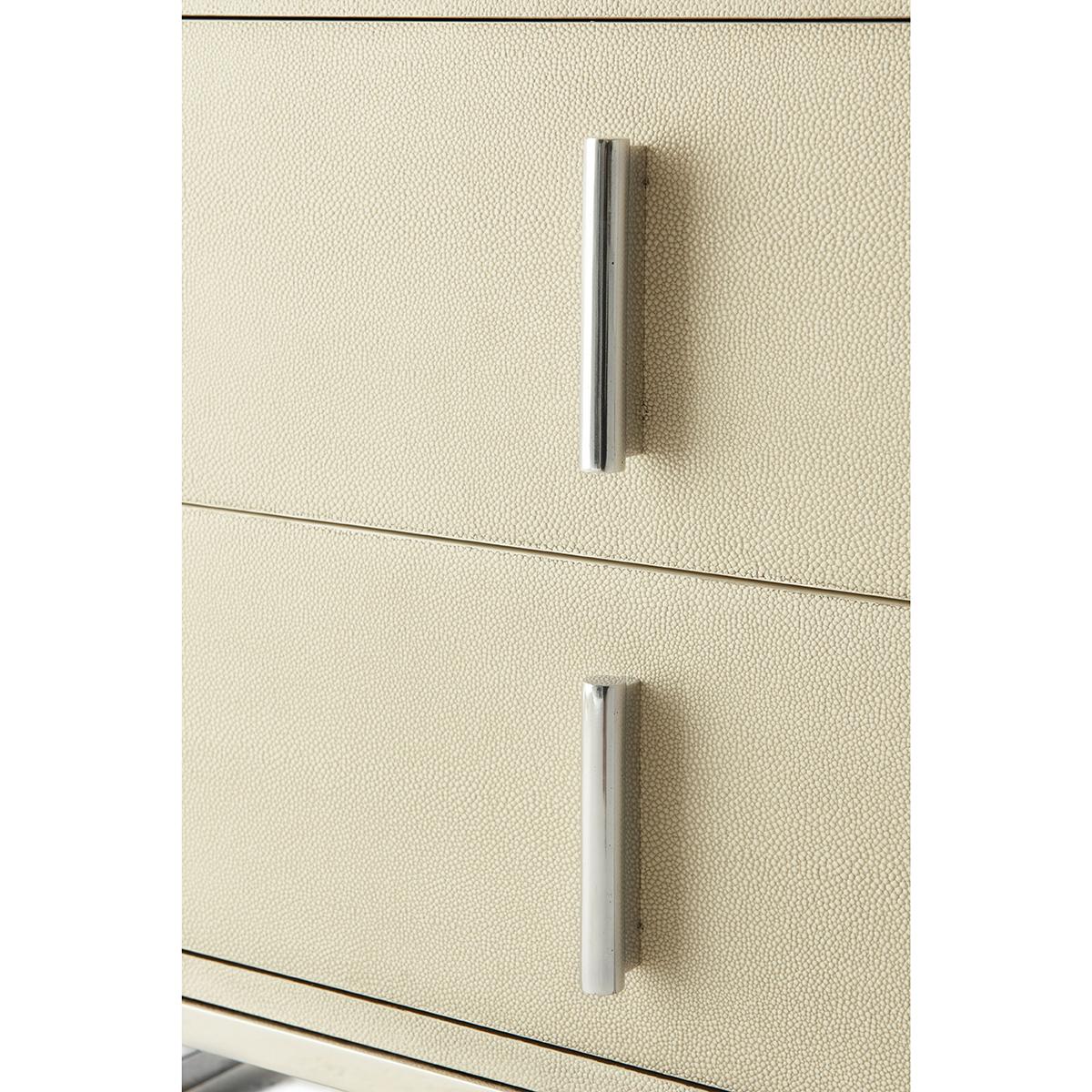 Vietnamese Pair of Modern Leather Nightstands, Light For Sale