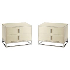 Paire de tables de nuit modernes en cuir, légères