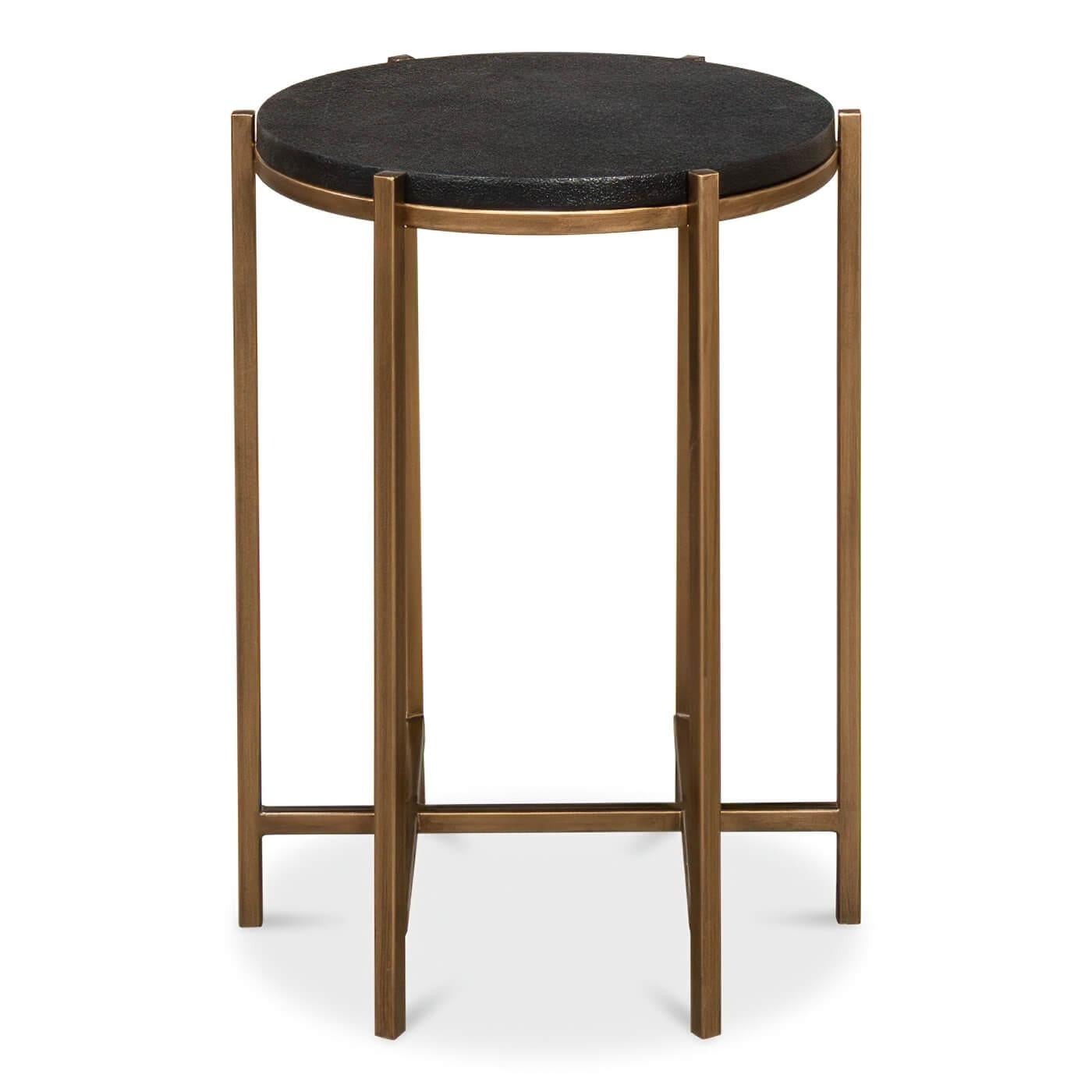 Pair of Modern Leather Top Accent Tables In New Condition For Sale In Westwood, NJ