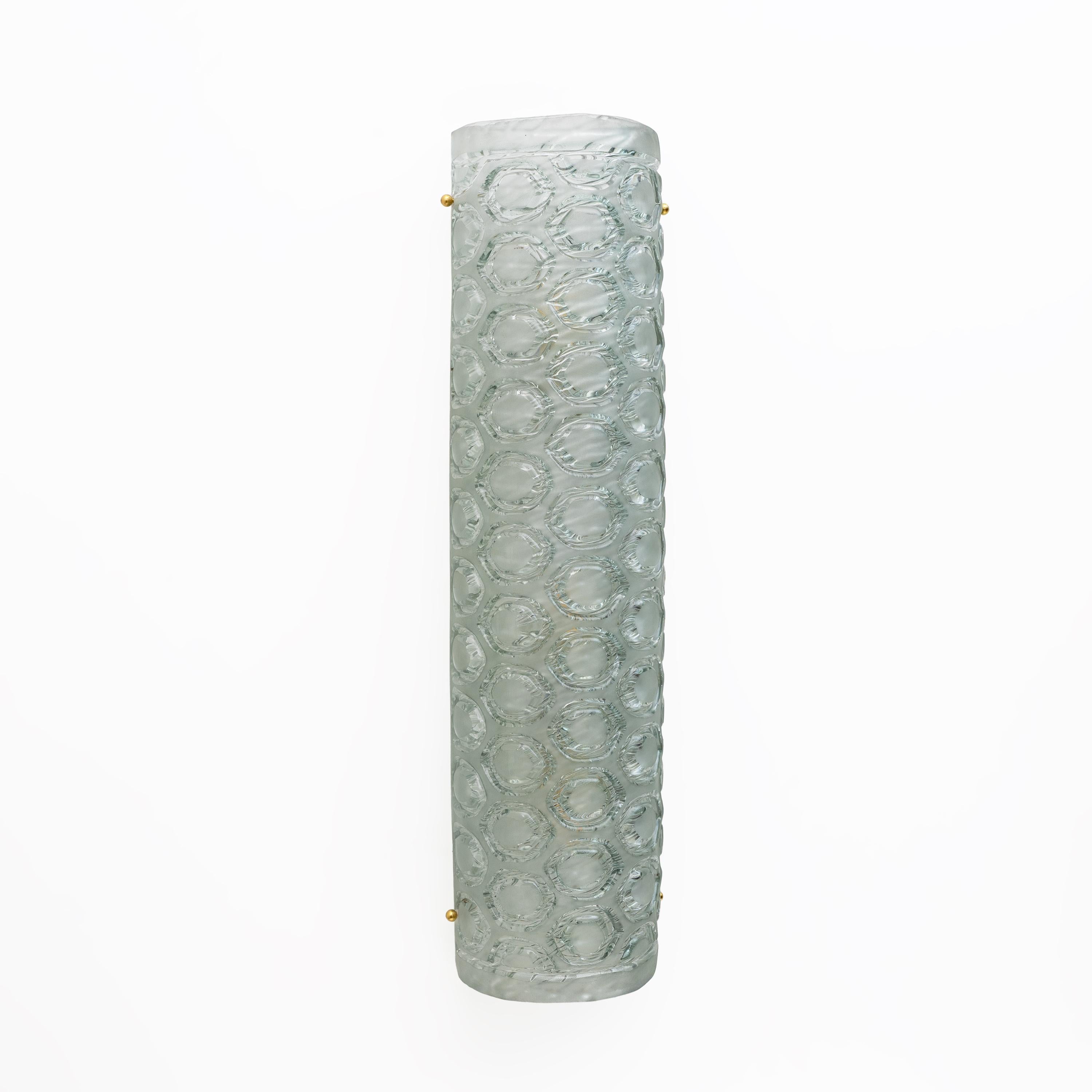 Contemporain Paire d'appliques modernes en verre de Murano vert clair en vente