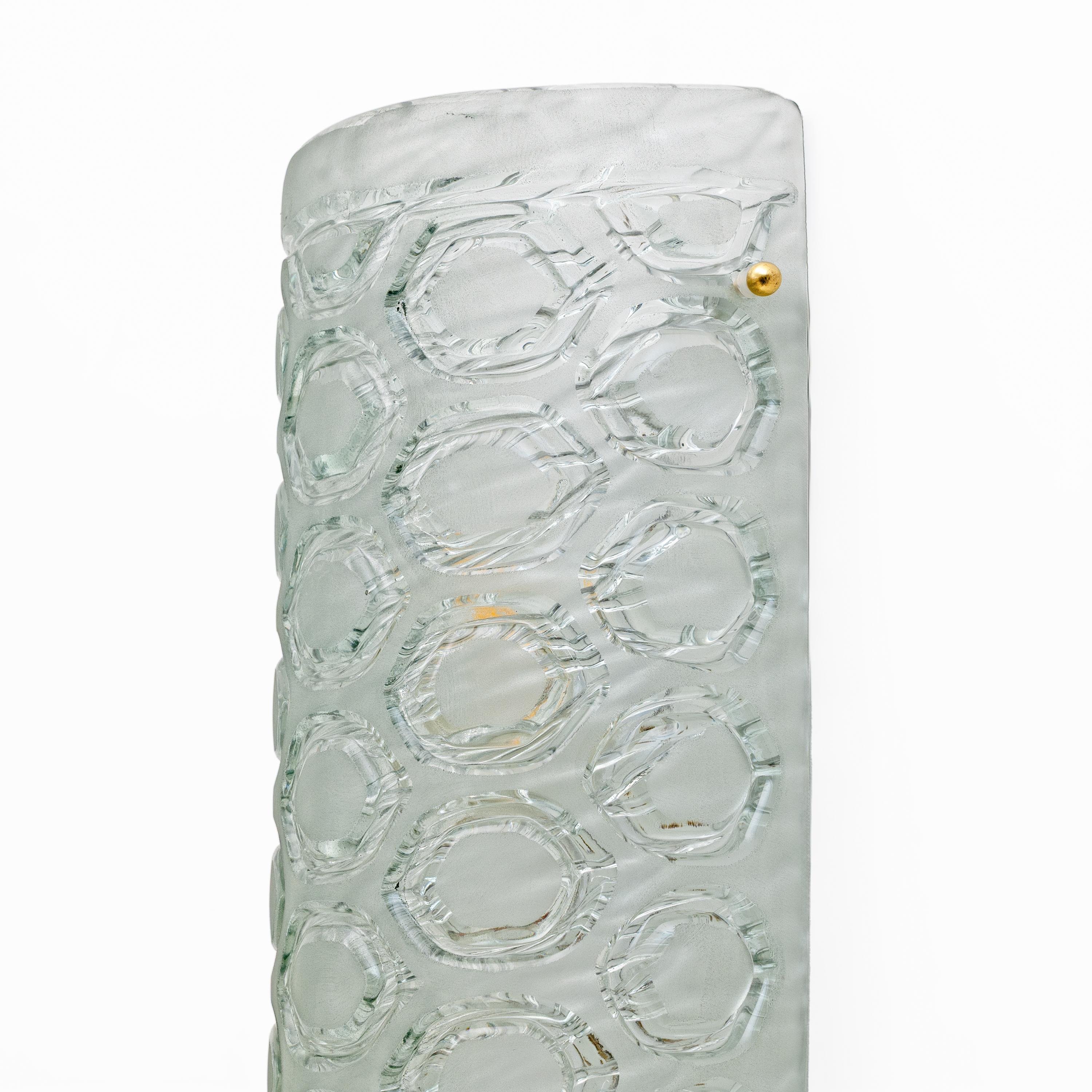 Paire d'appliques modernes en verre de Murano vert clair en vente 2