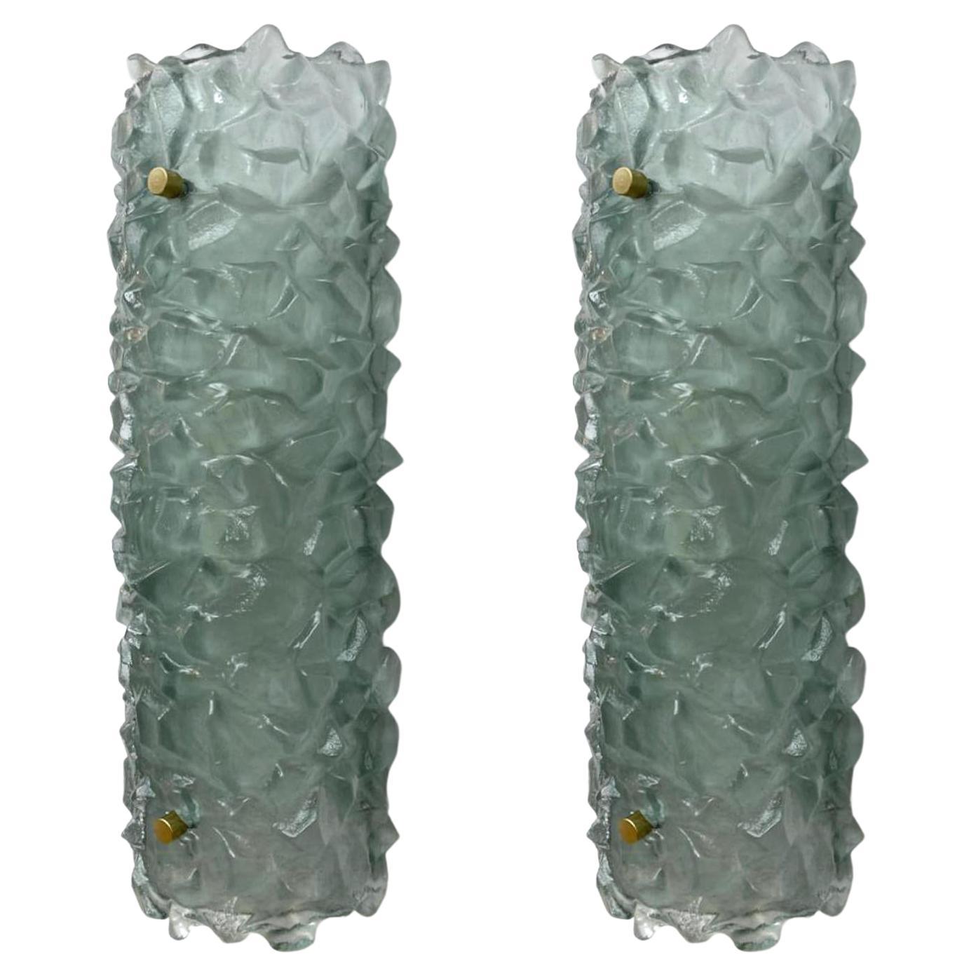 Pair of Modern Light Green Murano Sconces by Fabio Ltd - 3 Pairs Available